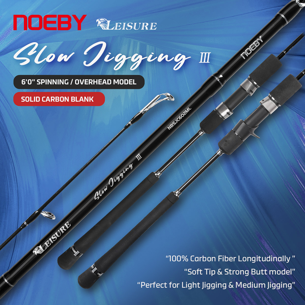 Fishing Rod Surf - Noeby 新しいスロージギング釣竿 1.83 メートルソリッドカーボンブランク M ML