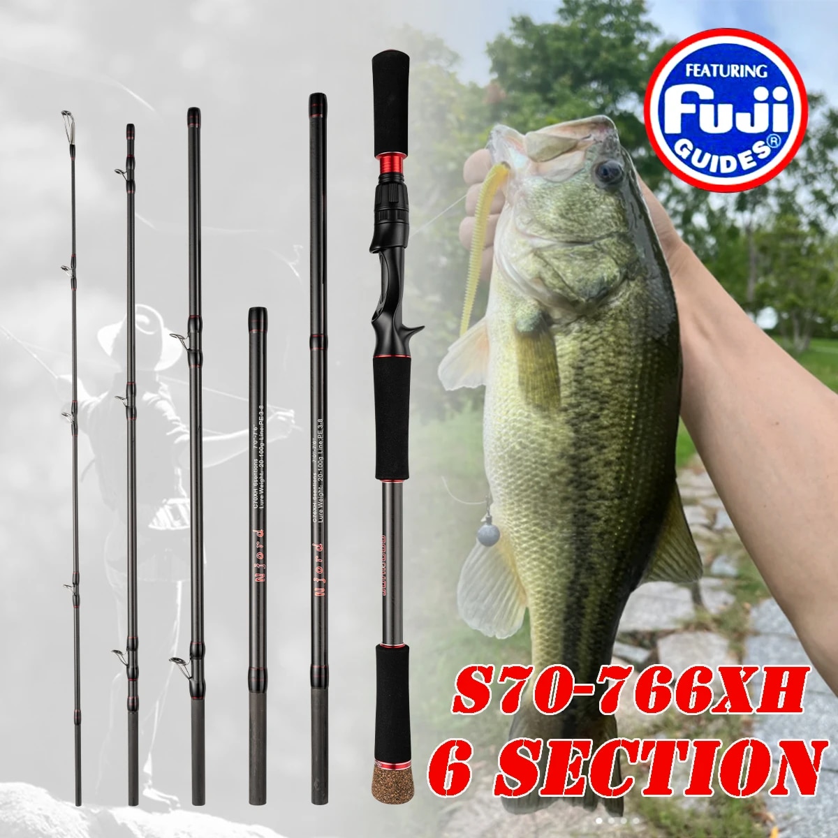 カーボンファイバー製の超軽量スピニングフィッシングロッド,軽 - Fishing Rod Surf のレビューと価格